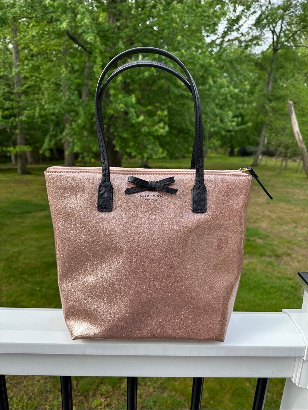 Kate Spade Mavis Street Jeralyn tote bag in rose gold glitter